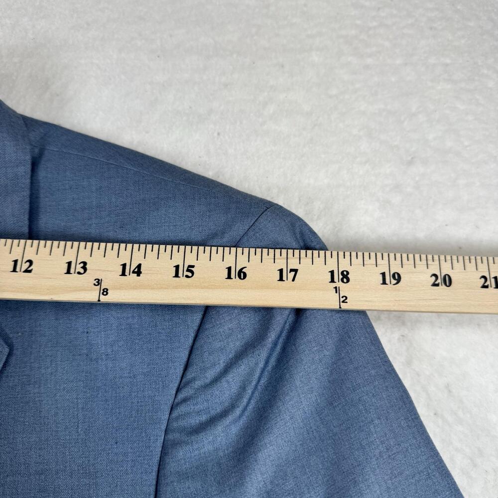 Statement Suit Mens Size 38R Blue Super 180s Wool Cashmere 2Pc 32W Slim Fit - Picture 12 of 14